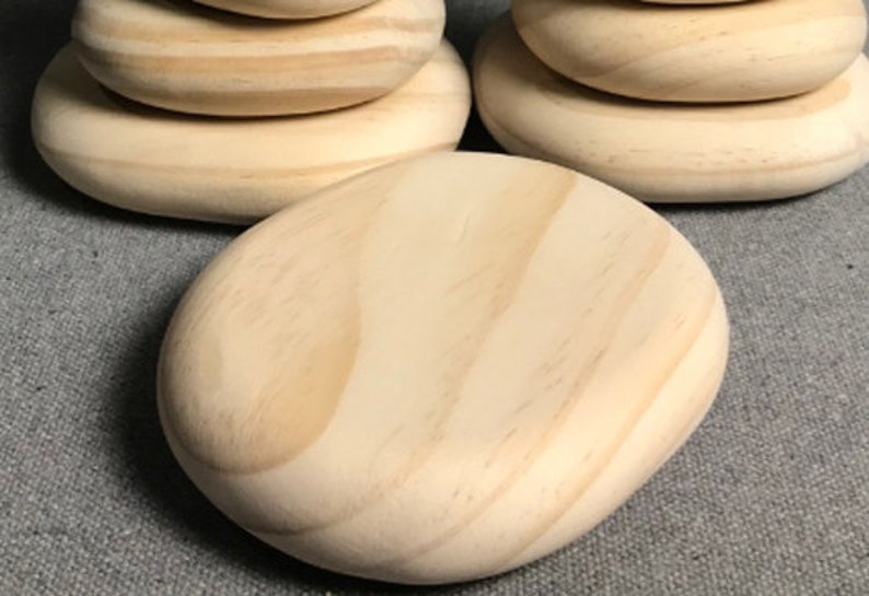 Smooth stone stack Wooden toy Montessori Waldorf Toy Natural Color Baby Building Blocks boy play toys 16pcs Wood Balance toy Stones