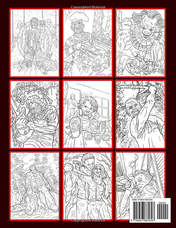 Download Nine Of Horror Coloring Book Relaxation Color Freak Of Horror Etsy