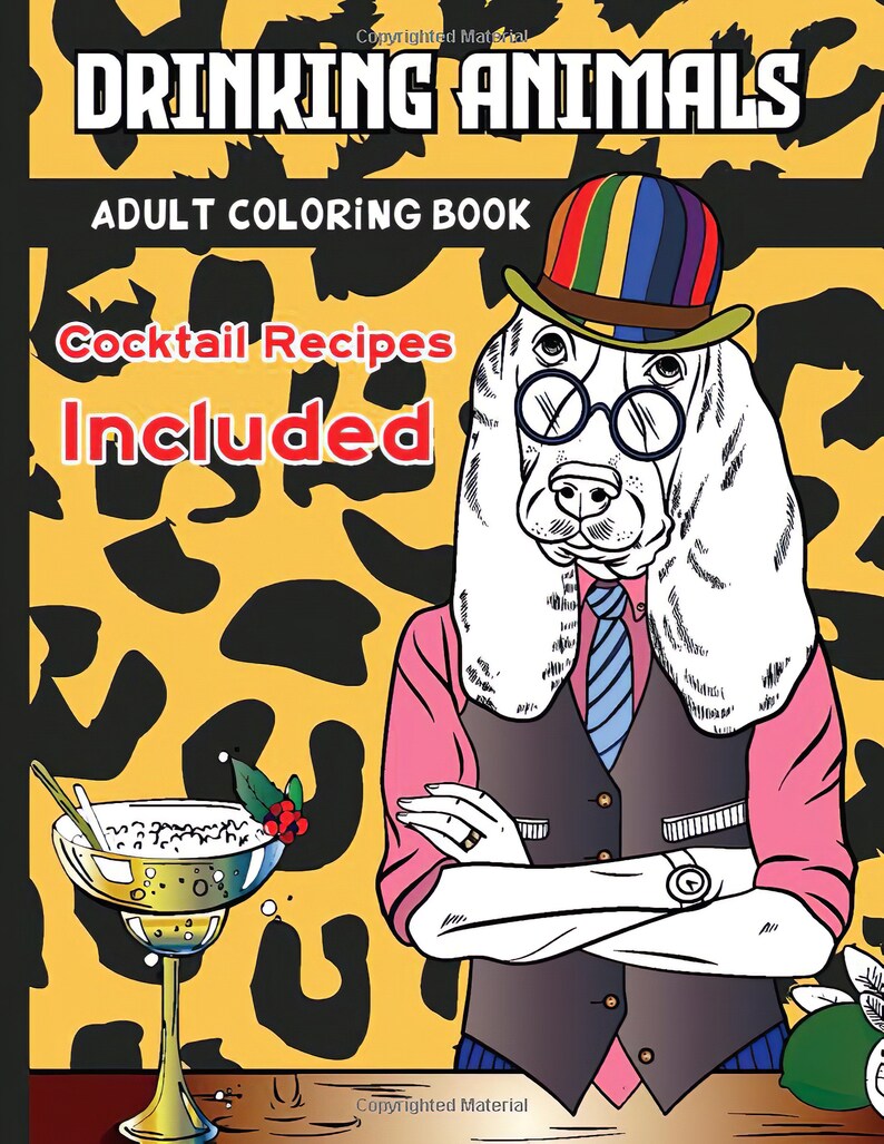 Download Drinking Animals Adult Coloring Book: Cocktail Recipes | Etsy