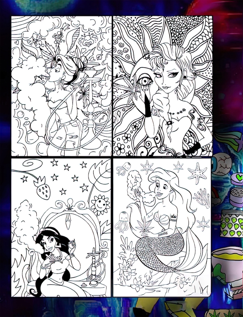 Princess Stoner Coloring Book: Stoner Psychedelic Coloring - Etsy