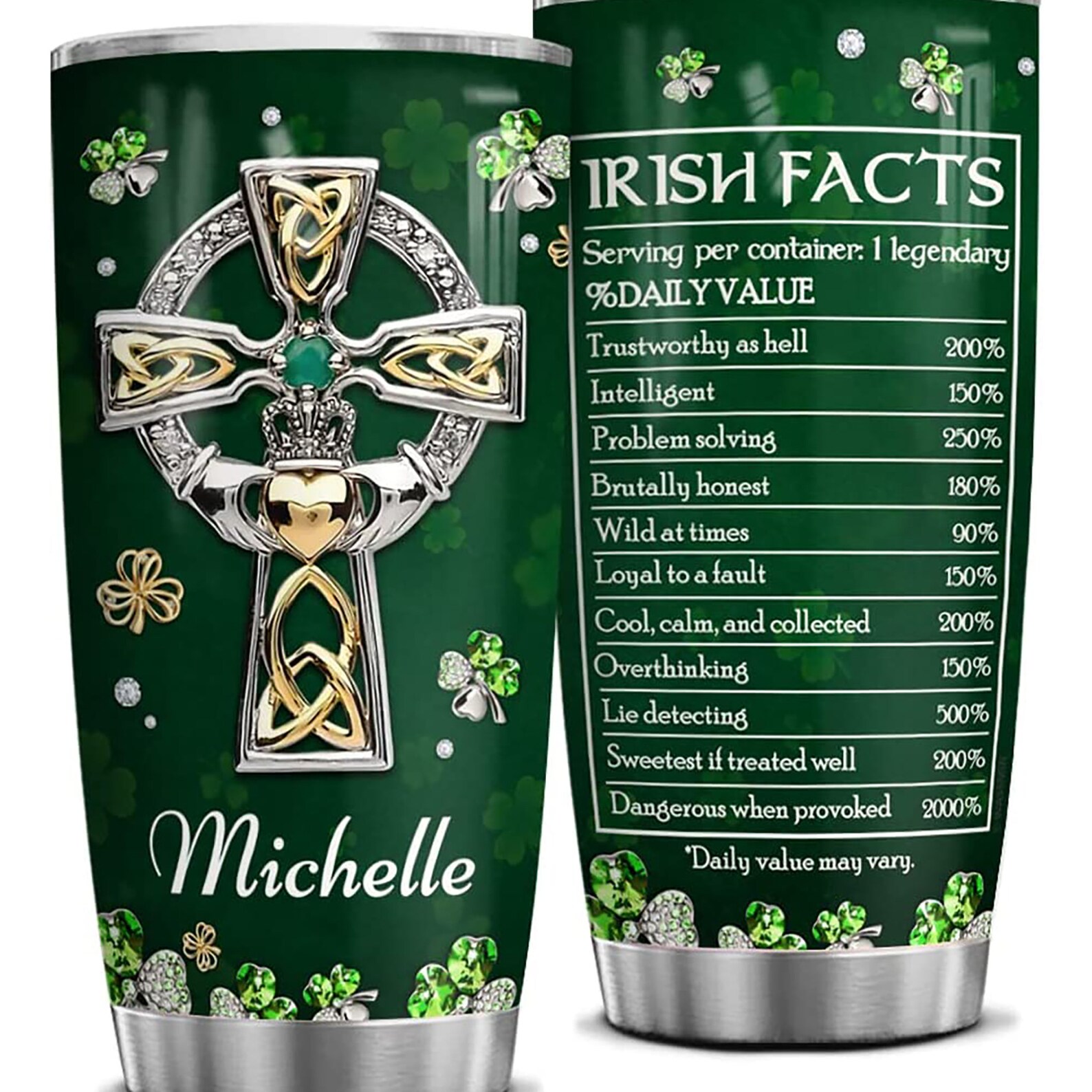 St Patricks Day Tumbler Irish Fact Celtic Cross Jewelry Etsy