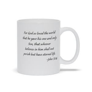 3h16 de vers de la Bible de Jean | Tasses à café avec des versets bibliques | Tasses bibliques | Tasses avec des versets bibliques | Jean 3-16 verset biblique