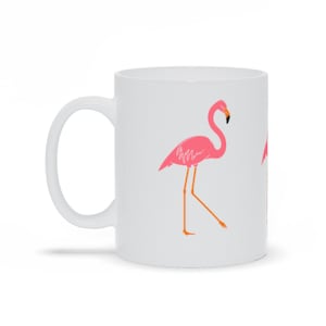 Three Pink Flamingos Coffee Mug: Tropical Ceramic Mug