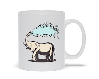 Taza de cerámica con diseño de elefante rociando agua: Animal de safari