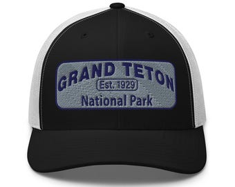 Grand Teton National Park Trucker Hat: Wyoming Embroidered Patch Cap