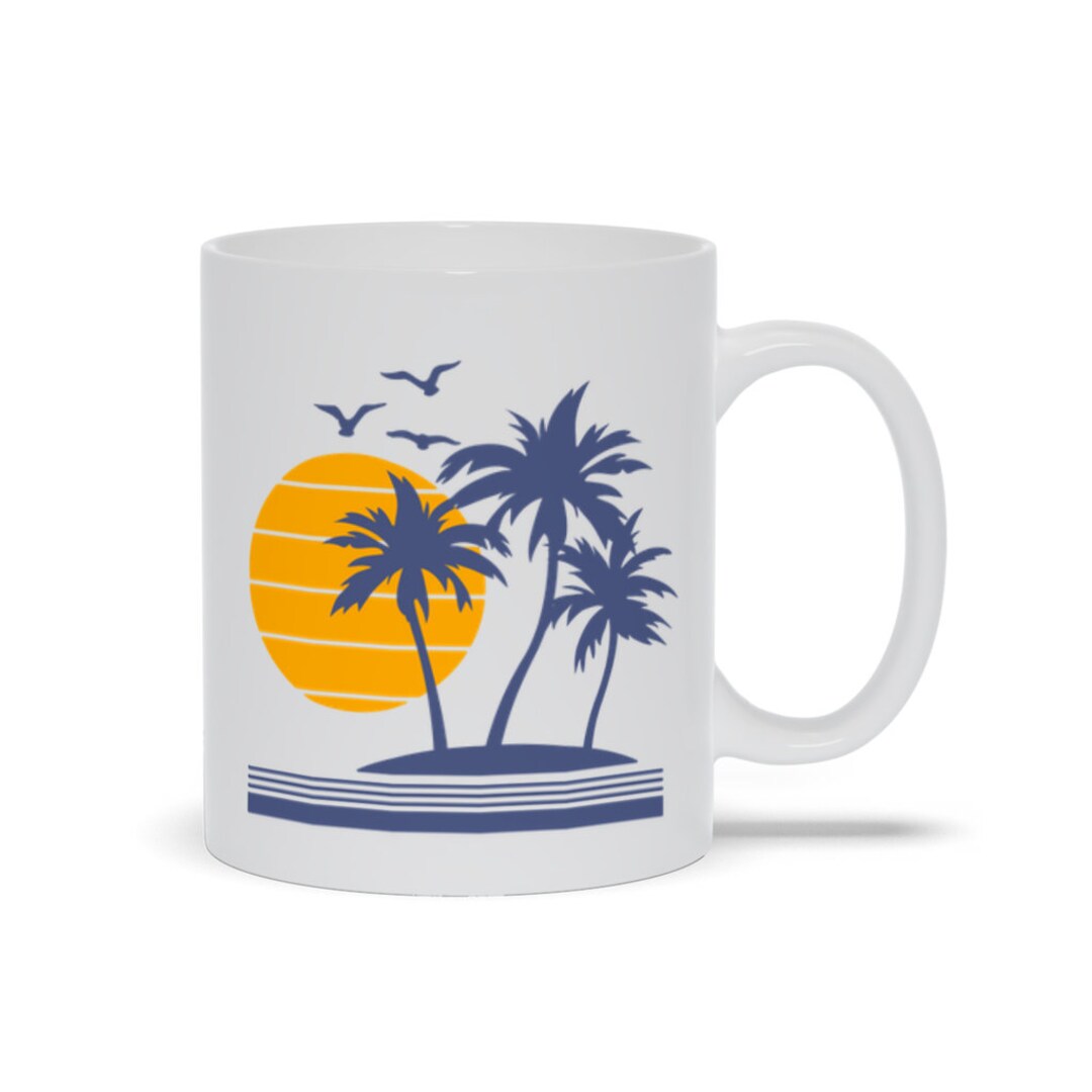 Seabirds Sunrises and Palm Trees Coffee Mug Palm Tree Coffee Etsy