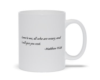 Mattheüs 11:28 Bijbelvers koffiemok