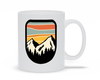 Pastel Mountain Range Coffee Mug: Outdoor Adventure Ceramic Mug