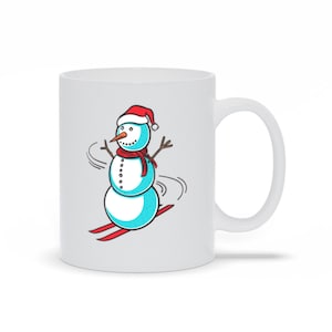 Skiing Snowman Coffee Mug: Holiday Cheer Gift