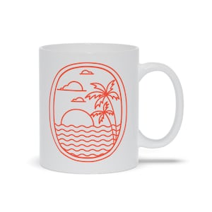 Palm Trees And Ocean Coffee Mug | Palm Tree Coffee Mug | Beach House Coffee Mug | Palm Tree and Island Mug | Mug with Palm Trees