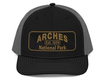 Gorra de camionero del Parque Nacional Arches: gorra de senderismo bordada de Utah