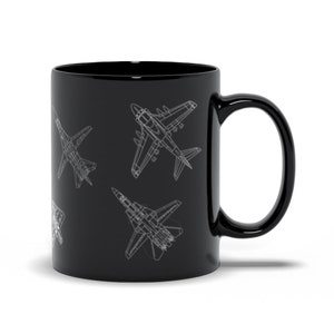 Black Fighter Jet Coffee Mug | Fighter Jet Coffee Mug | Mug with Fighter Jets | A10 Warthog Mug | F15 Fighter Jet Mug | A10 Coffee Mug