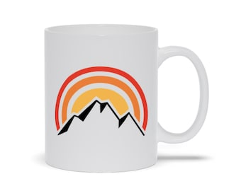 Mountain Sunset Coffee Mug: Outdoor Adventure Ceramic Mug