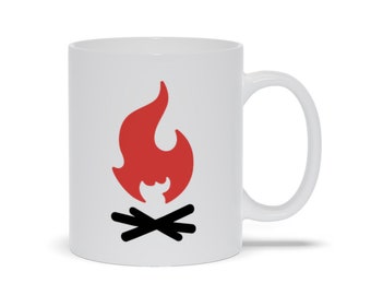 Campfire Coffee Mug | Coffeee Mug with Campfire | Campfire Logo Mug | Camping Campfire Mug | Outdoor Themed Mug | Campfire Graphic Mug