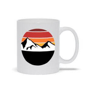 Round White Mountain Landscape Coffee Mug | Coffee Mug with Mountains | The Mountains are Calling | Coffee Mug with Mountains