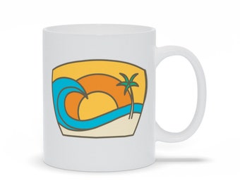 Summertime Tropical Wave Coffee Mug | Tropical Sunset Mug | Palm Tree Coffee Mug | Beach House Coffee Mug | Palm Tree Cup | Mug with Tree