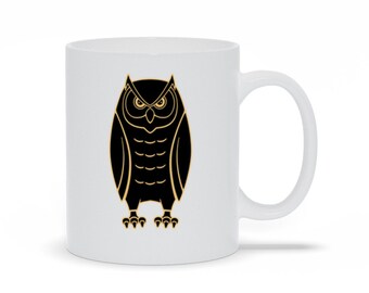 Tazza da caffè a forma di gufo: design unico in ceramica bifacciale