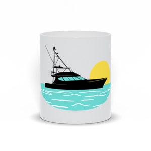 Sport Fishing Boat On Water Coffee Mug | Mug with Fishing Boats | Coffee Mug with Boats | Fishing Boat Mug | Gifts for Fishermen | Boat Mug