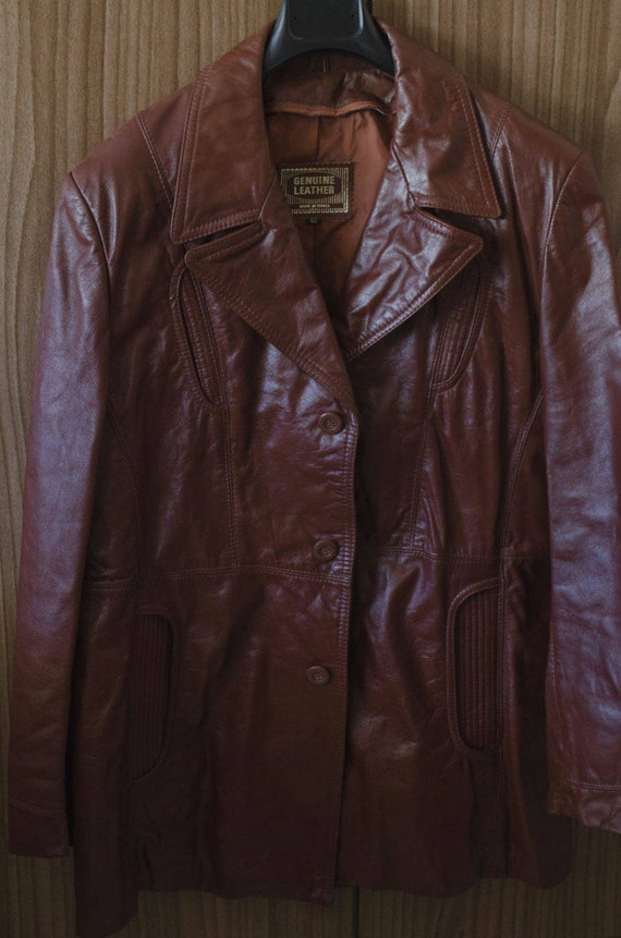 Vintage Brick Red Genuine Leather Unisex Jacket