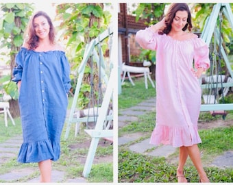 Linen Loungewear sleeper dress (Customizable colors)