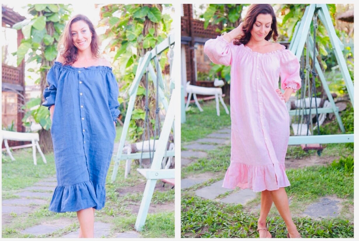 Linen Sleeper Dress: Custom Color Ruffle Loungewear - Etsy