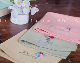 Linen handkerchief embroidered