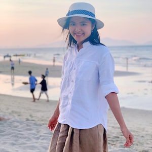 Women&#39;s Linen Shirt Linen Blouses Breathable Lightweight Linen Tops for Women Casual Linen Shirts Stylish Comfortable Linen Blouses