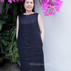 Linen Sleeveless Dress With Pockets Boat Neck Linen Dress Summer A Line Dress Comfortable Linen Dress for Women Stylish Linen Dress