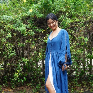 Royal Linen Dress Princess Fantasy Dress Puff Sleeves Elegant Linen Dress Fantasy Princess Dress Puff Sleeve Linen Dress for Women Royal