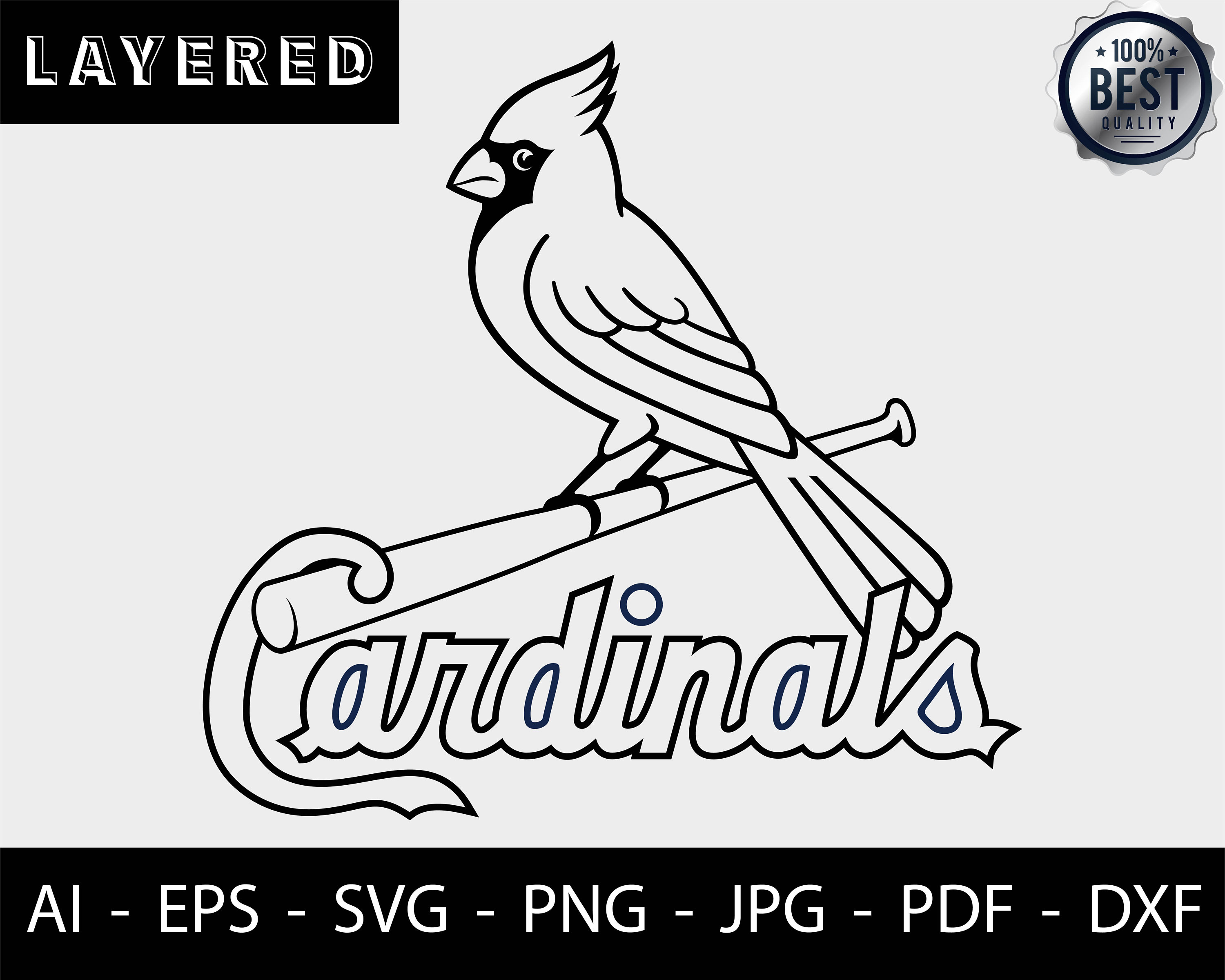 St. Louis Cardinals svg Logo in black silhouette cricut Etsy