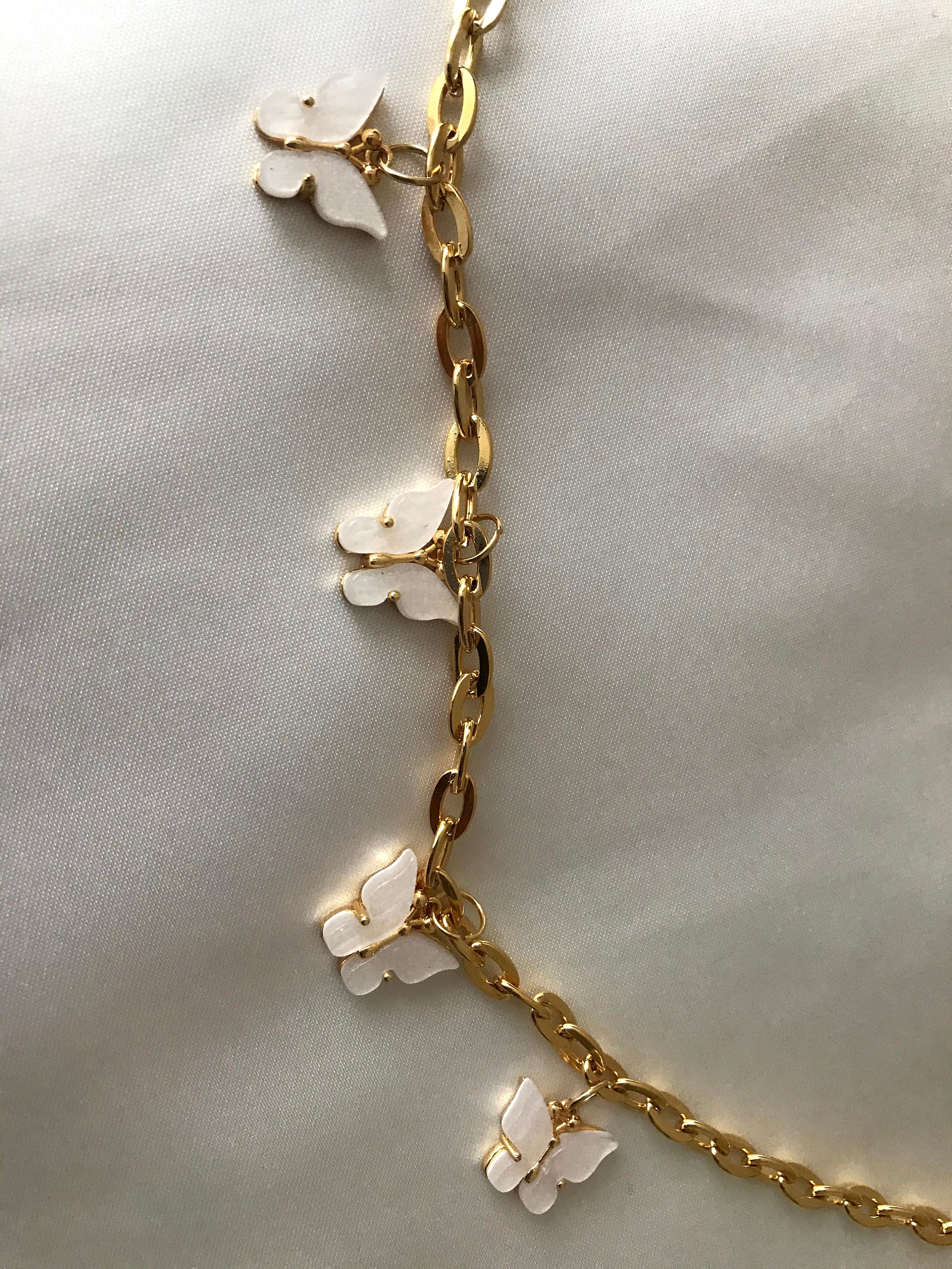 Butterfly Necklace White Charm Chain for Women with Adjustable Etsy