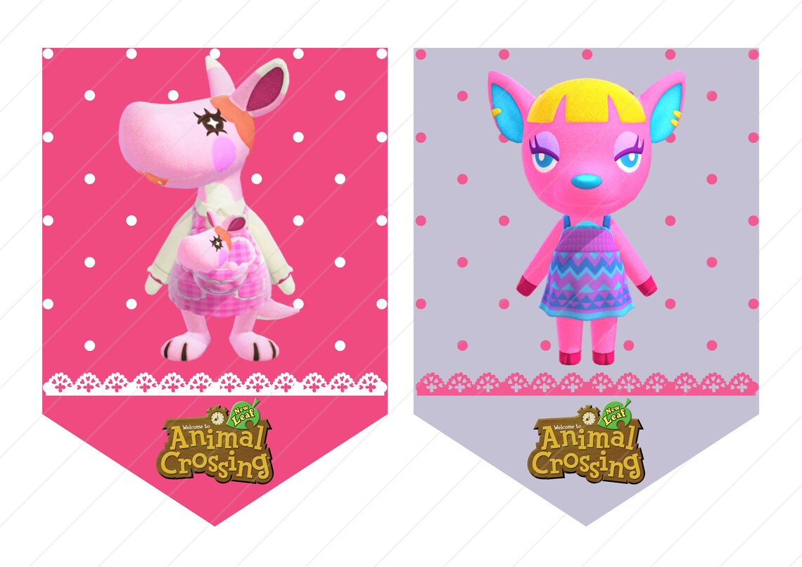 Animal Crossing Pink Village Banner Flag Digital Download | Etsy