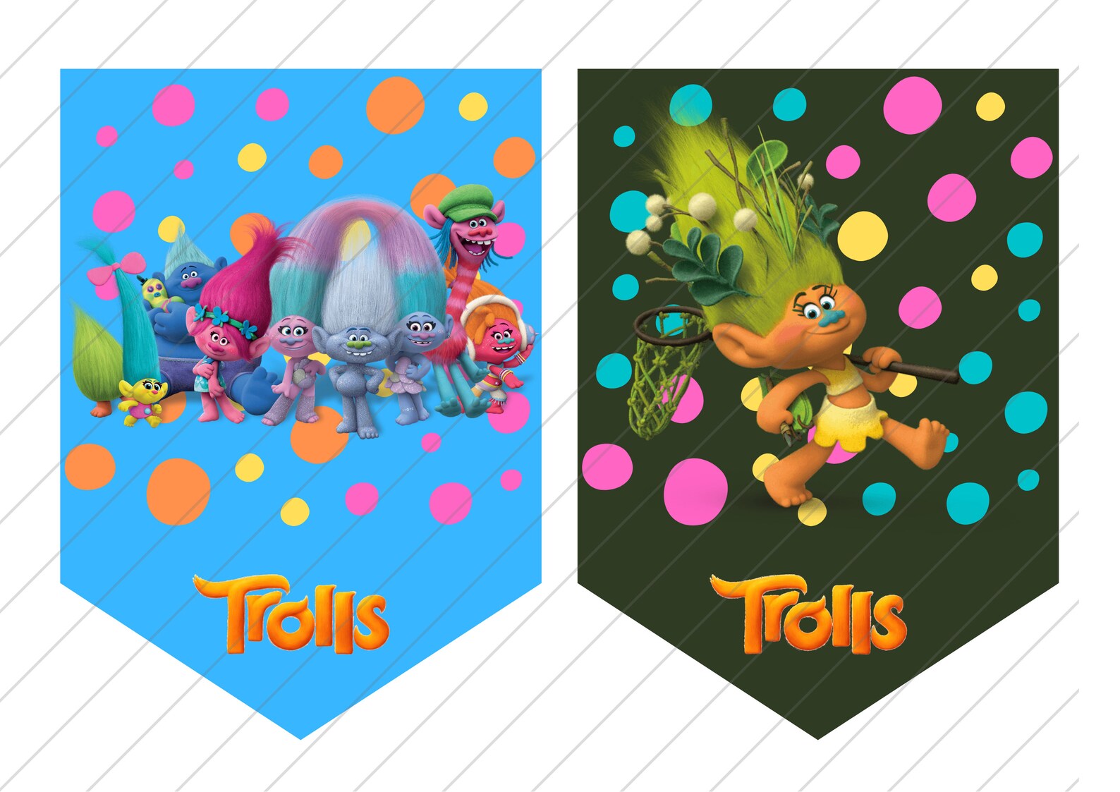 Trolls Banner Flag Digital Download Trolls Party Decoration | Etsy