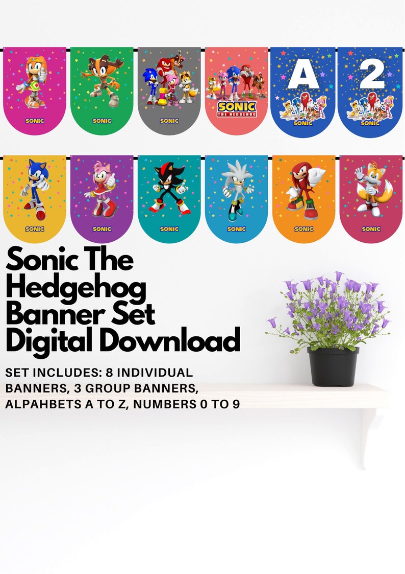 Sonic The Hedgehog Banner Flag Digital Download Sonic The Etsy