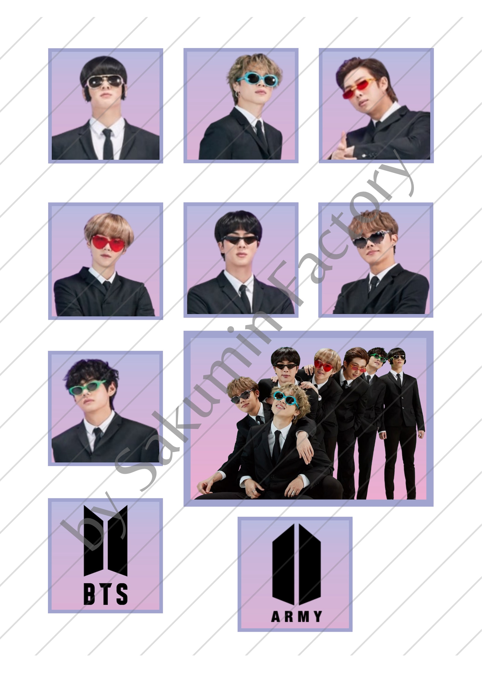 bts sticker label digital download bts paper bag label etsy