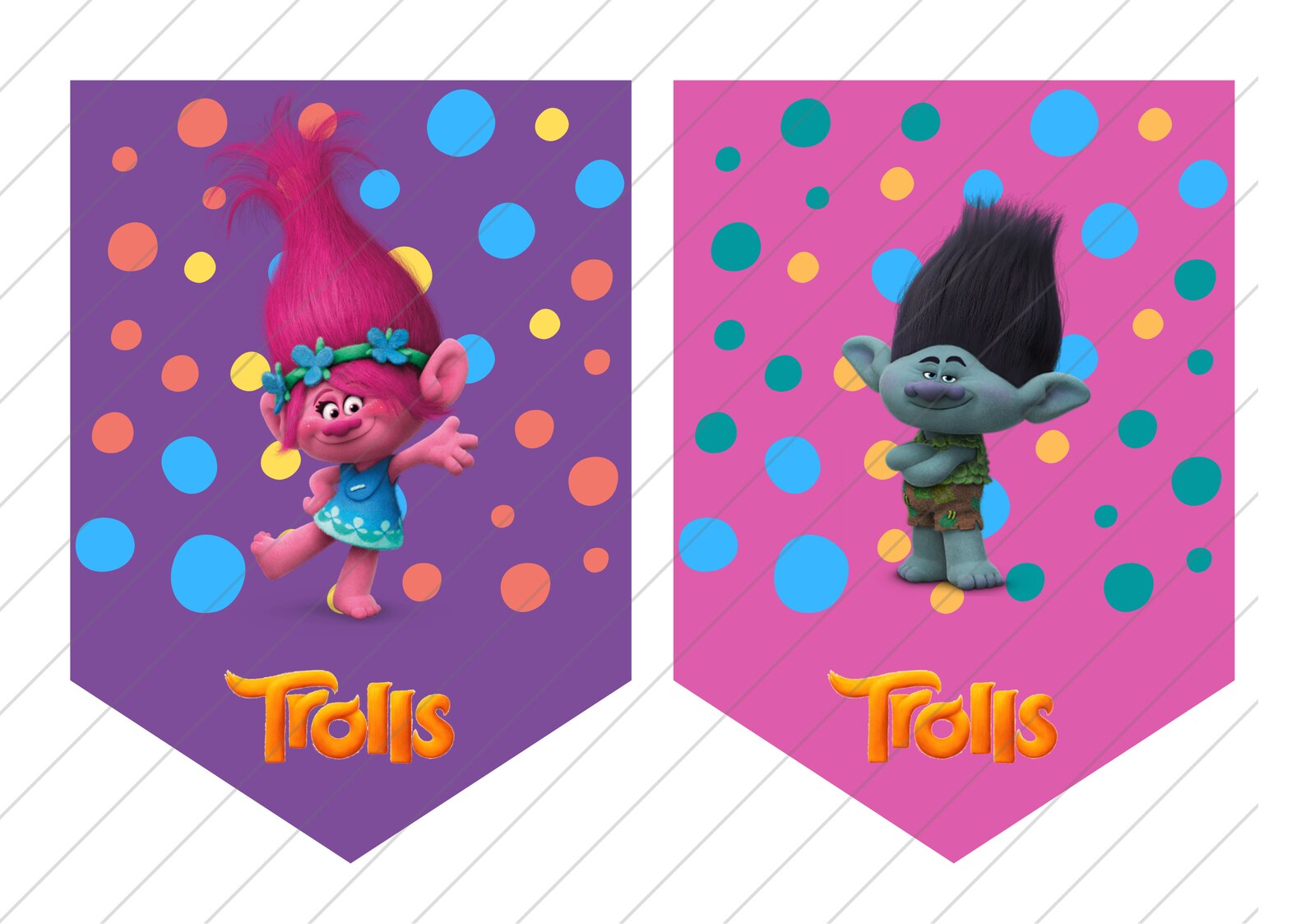 Trolls Banner Flag Digital Download Trolls Party Decoration | Etsy