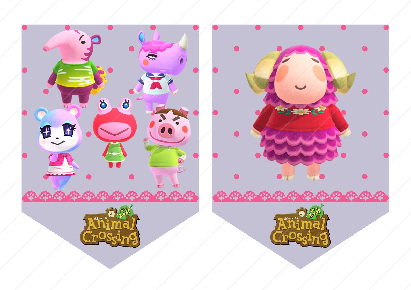 Animal Crossing Pink Village Banner Flag Digital Download | Etsy