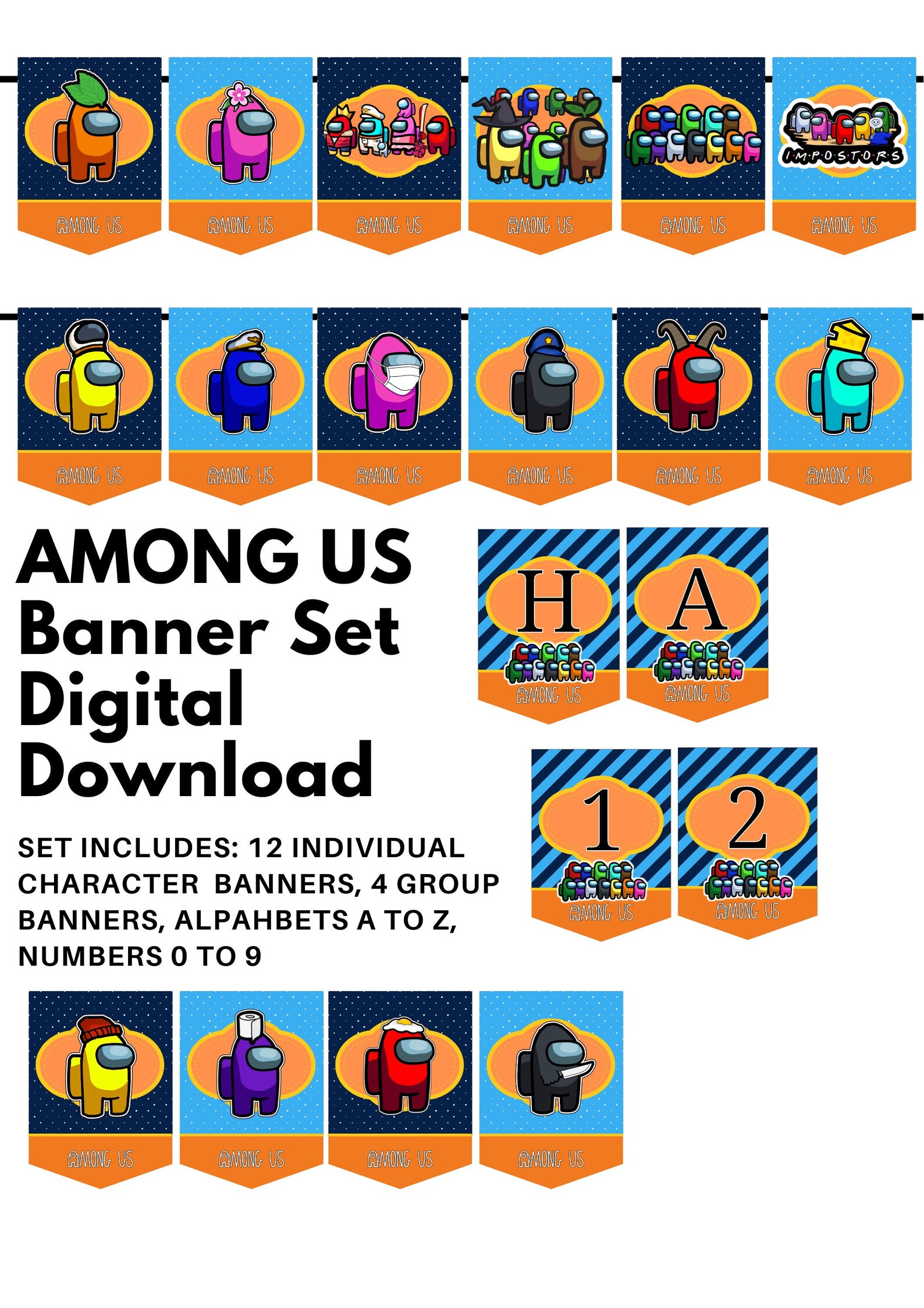 Among Us Banner Flag Digital Download Among Us Party | Etsy