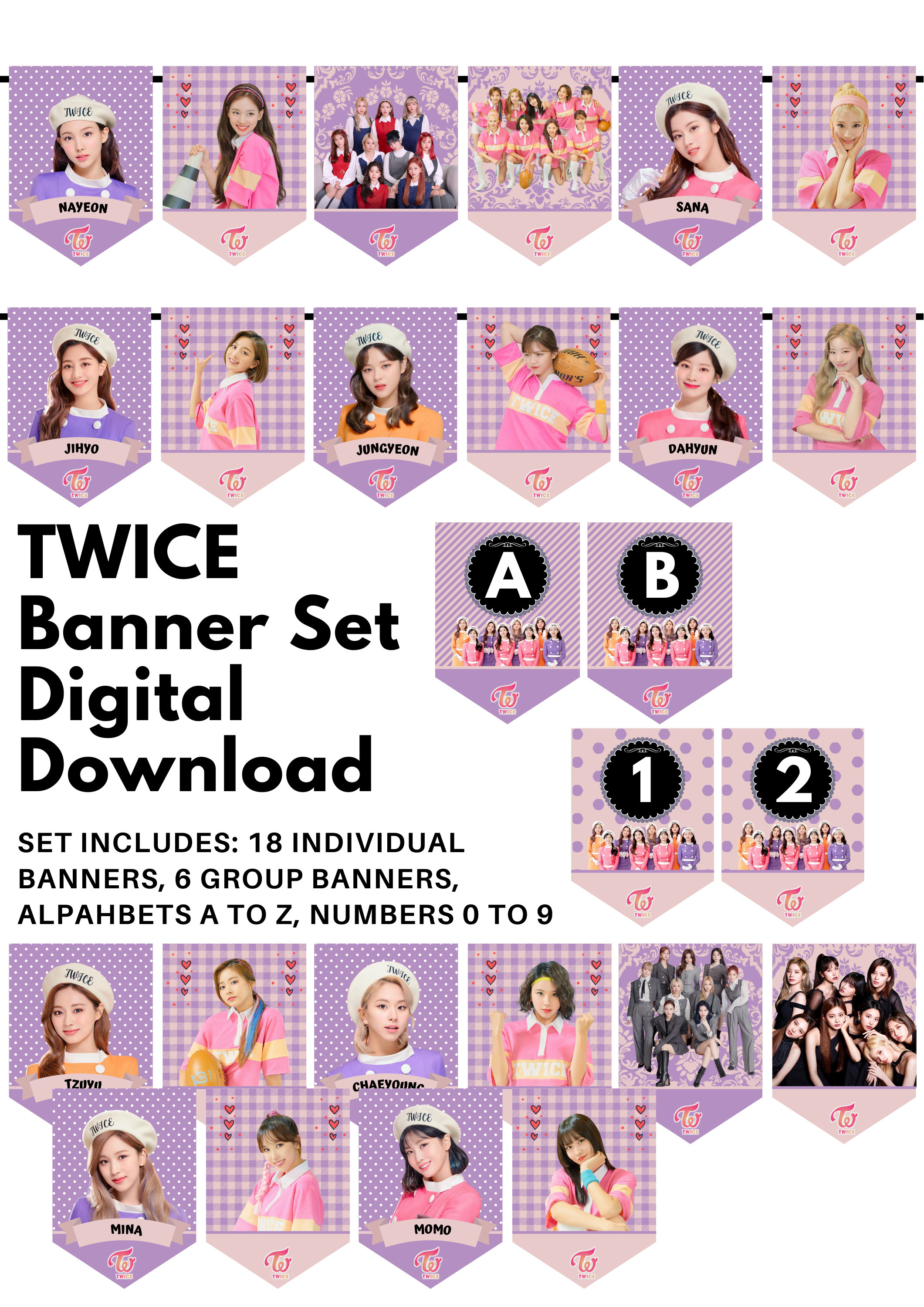 Twice Banner Flag Digital Download Twice Party Decoration Etsy