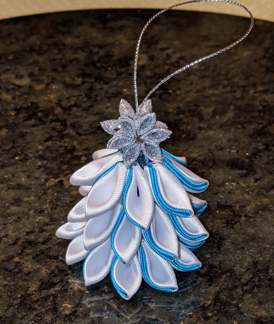 Kanzashi Christmas Tree Ornament Ribbon Tree Christmas Etsy