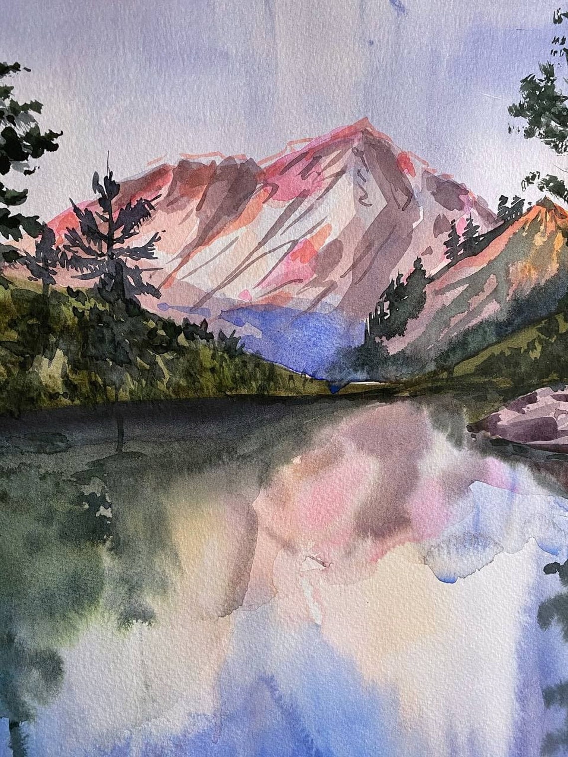 Mount Shasta painting California Wall Art Landscape Etsy