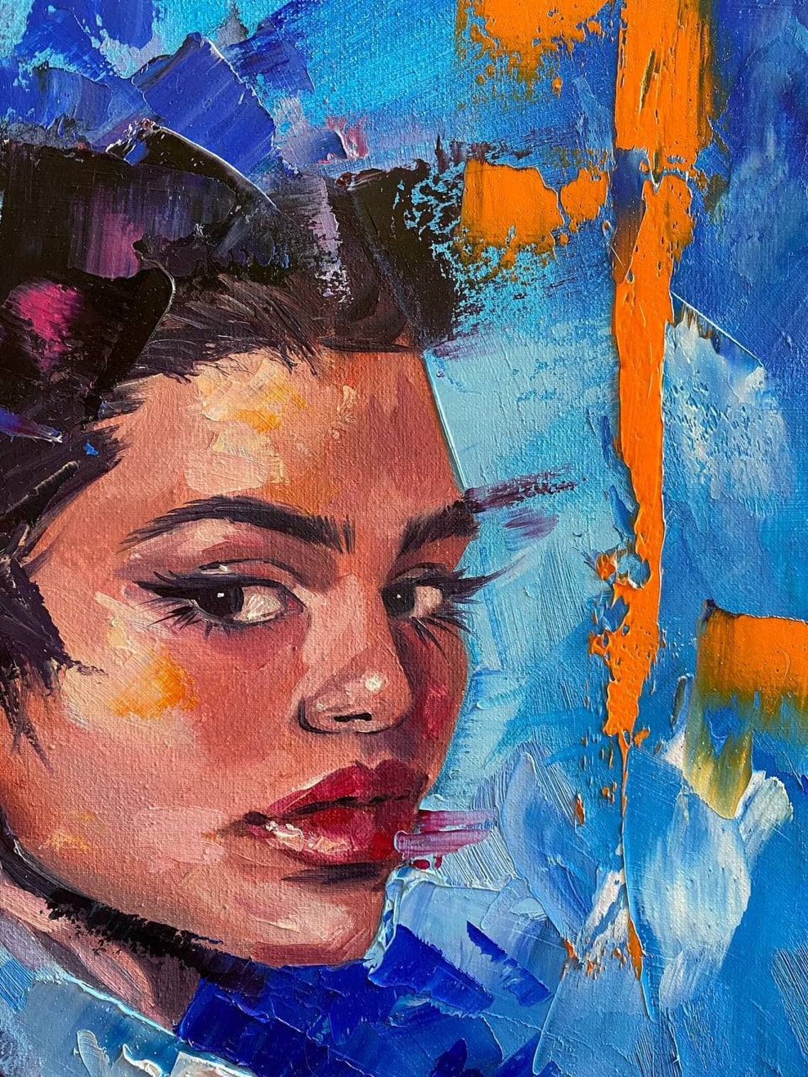 Abstract Woman Oil Painting Woman Wall Art Portrait Painting Etsy