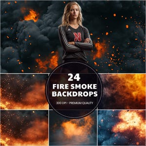 Smoke Fire Spark Digital Backdrop: Sports Photography Overlay (JPG Download 5250x6970px)