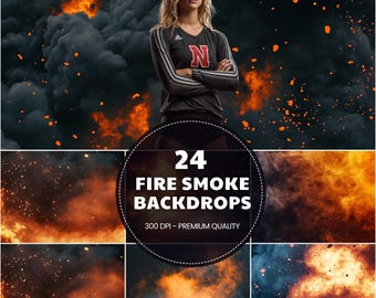Smoke Fire Spark Digital Backdrop: Sports Photography Overlay (JPG Download 5250x6970px)