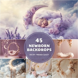 Neutral Newborn Digital Backgrounds, Big Bundle, Newborn Composite, Newborn Backdrop, Baby Digital, Boho, Floral, Minimal, rustic package