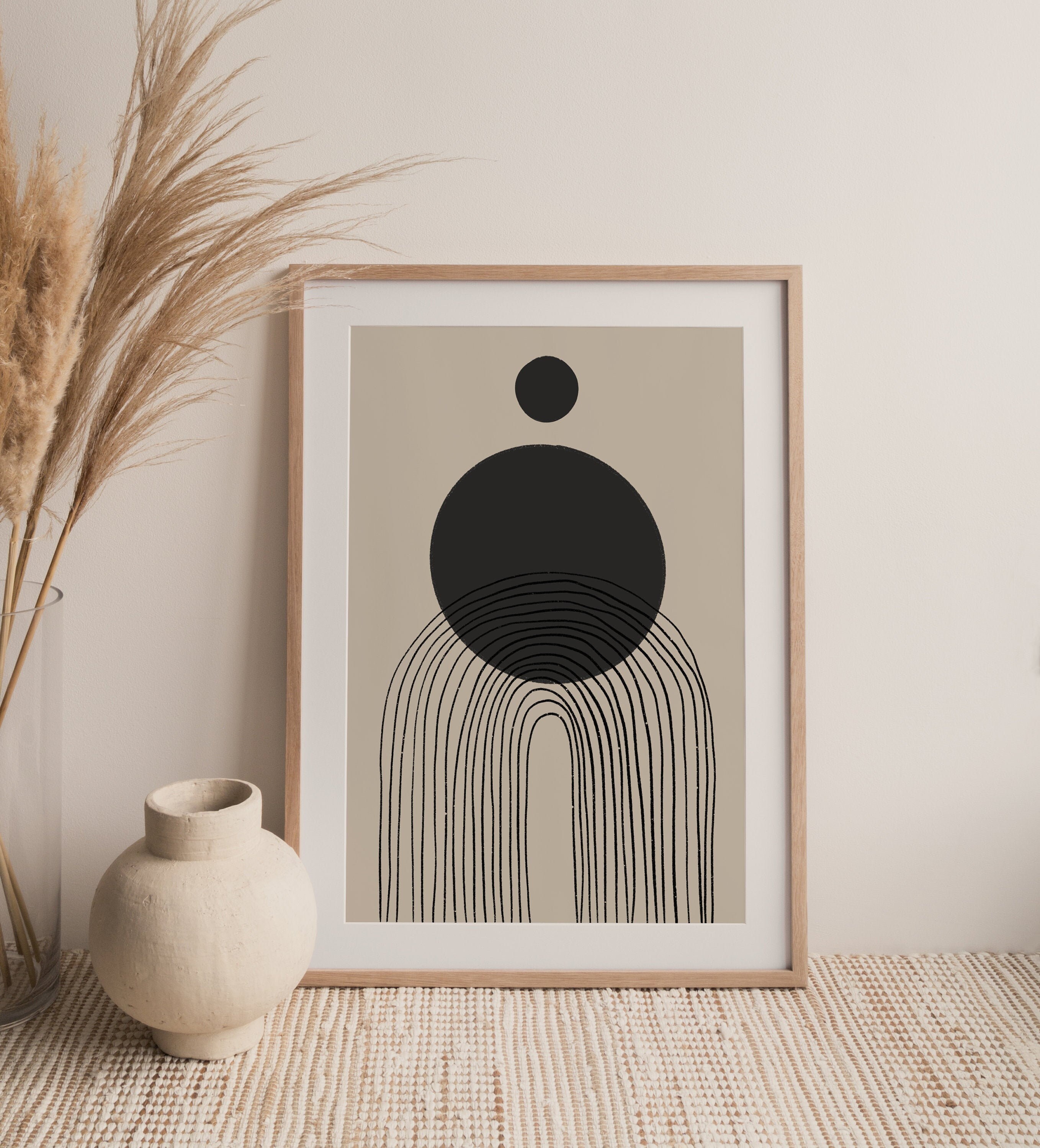 Abstract Art Print Beige & Black Abstract Line Art Neutral Wall Art ...