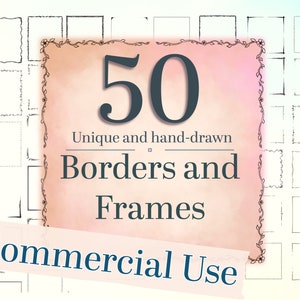 51 Randen en kaders digitale bundel | SVG- en PNG | Commercieel gebruik: Cricut, grafisch ontwerp, scrapbooking, journaling | Directe download