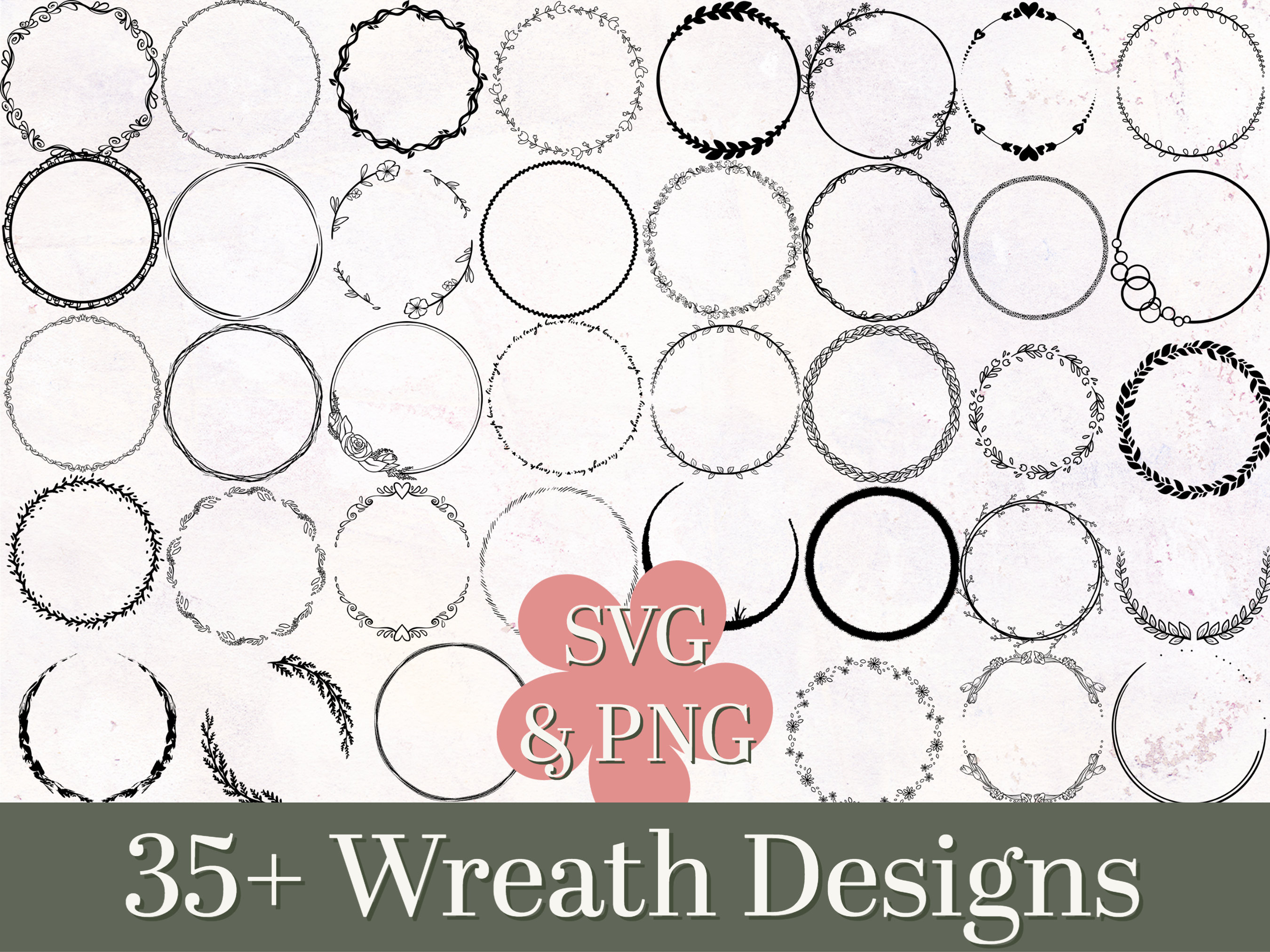 Circle Frame SVG, Circle Monogram Frame Svg, Circle Svg, Floral Wreath Svg,  Frame Svg, Distressed Circle Frame, Decorative Frame SVG 