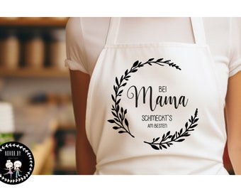 Personalisierte Schürze Kochschürze - Backschürze - Bei Mama/Oma schmeckts am besten - Geschenk Weihnachten - Baumwolle - Für Oma - Für Mama