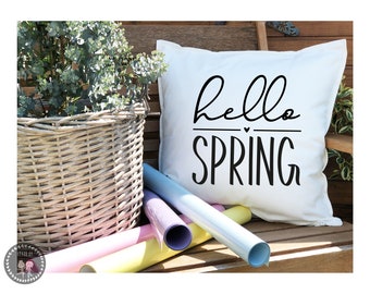 Frühlingshafte Kissenhülle - Kissenbezug  50x50 - Hello Spring